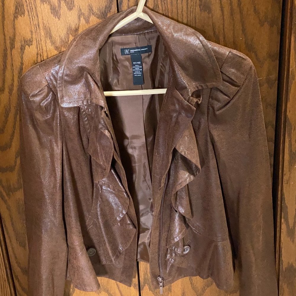 INC International Concepts faux suede brown jacket